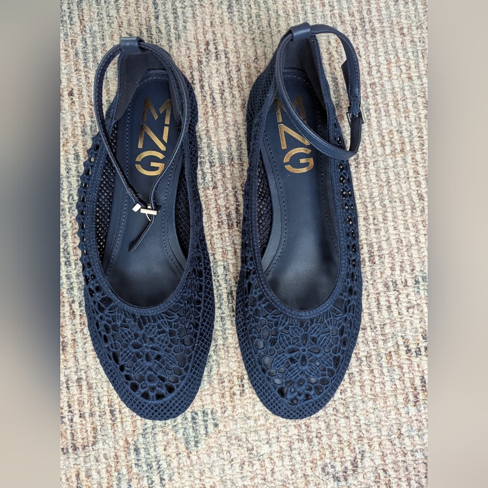 Mango Women's Dark Blue Lace Flats